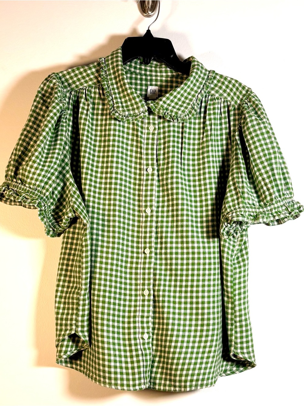 GAP Green Gingham Relaxed Fit Button Down